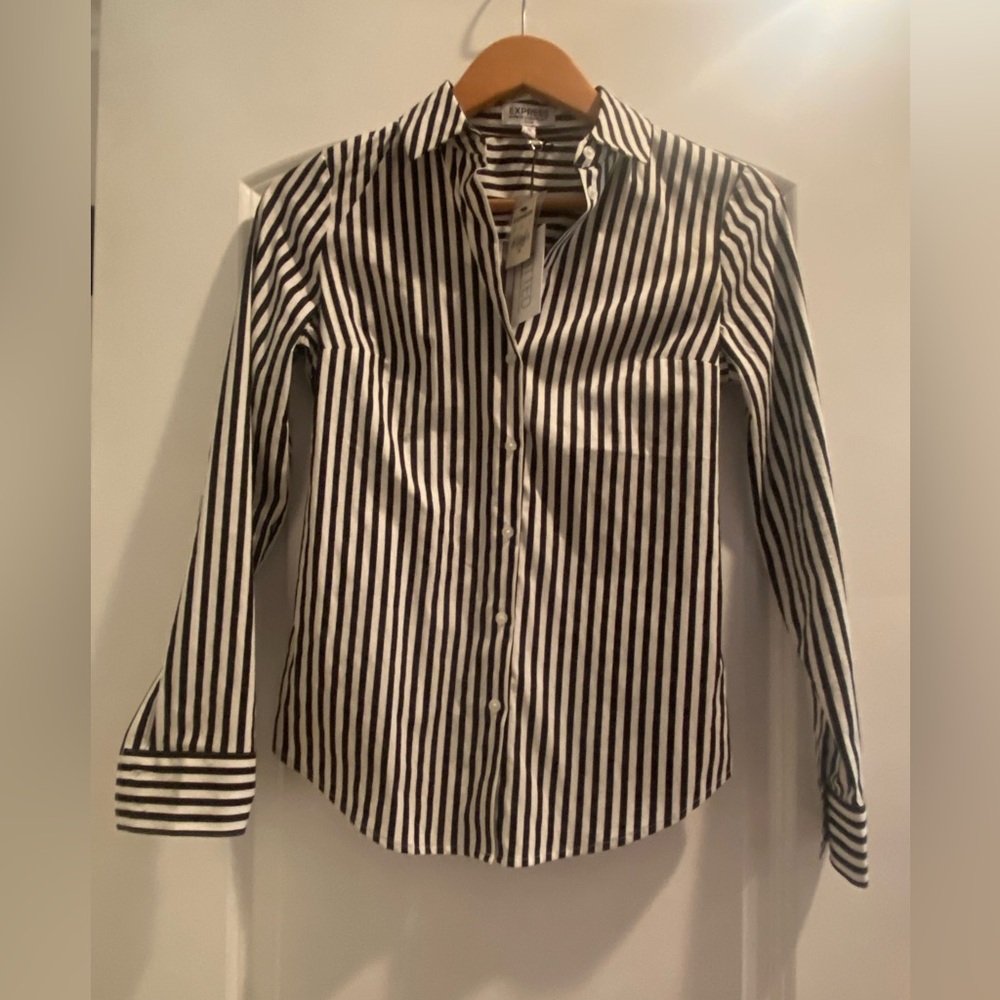 Express long sleeve top. Black and white pinstripe in size XS